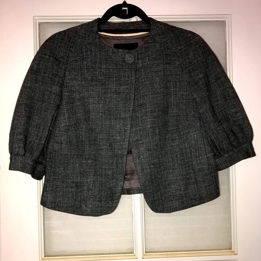 Banana Republic, Pea Coat, Cropped, Pockets, Heathered Blue